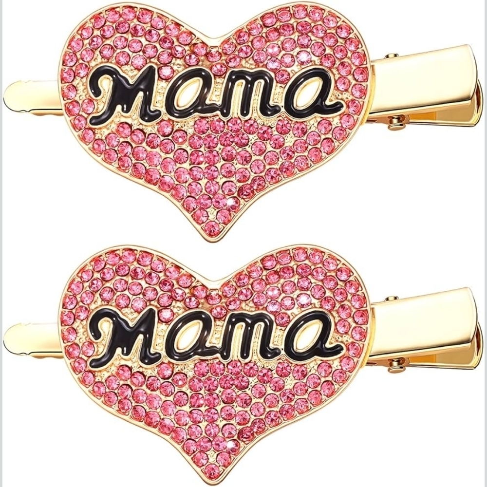 Sparkly Rhinestone Mom / Mama Hair Clips - Picture 4 of 5